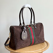 Gucci Borsetto Large Boston Bag in Dark Brown Suede 38.5x22.5x13cm - 6