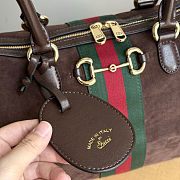 Gucci Borsetto Large Boston Bag in Dark Brown Suede 38.5x22.5x13cm - 5