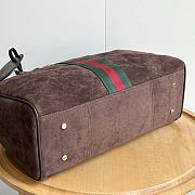Gucci Borsetto Large Boston Bag in Dark Brown Suede 38.5x22.5x13cm - 4