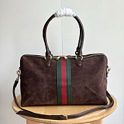 Gucci Borsetto Large Boston Bag in Dark Brown Suede 38.5x22.5x13cm - 2
