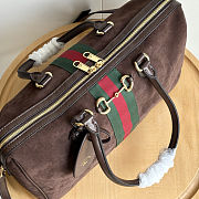Gucci Borsetto Large Boston Bag in Dark Brown Suede 38.5x22.5x13cm - 3