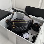  Chanel Aged Calfskin Quilted Waist Bag with Coin Purse Black 34x15x6cm - 1