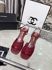 Chanel Red Mesh Slingback Sandals - 1
