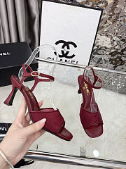 Chanel Red Mesh Slingback Sandals - 2