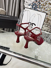 Chanel Red Mesh Slingback Sandals - 4