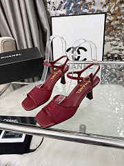 Chanel Red Mesh Slingback Sandals - 5