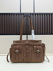  Prada Medium Suede Tote Bag Brown 35×24×11cm - 1