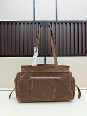  Prada Medium Suede Tote Bag Brown 35×24×11cm - 3