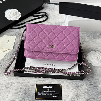  Chanel Quilted Caviar Wallet On Chain (WOC) 19cm