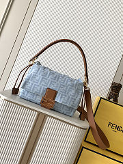 Fendi Light Blue FF Denim Mamma Baguette Bag 26.5x8.5x18cm - 6