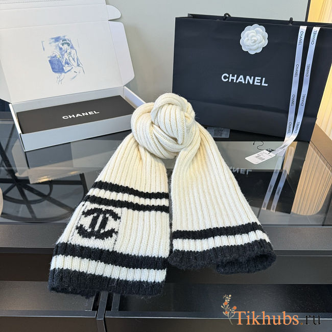 Chanel Ribbed Knit Scarf - 1